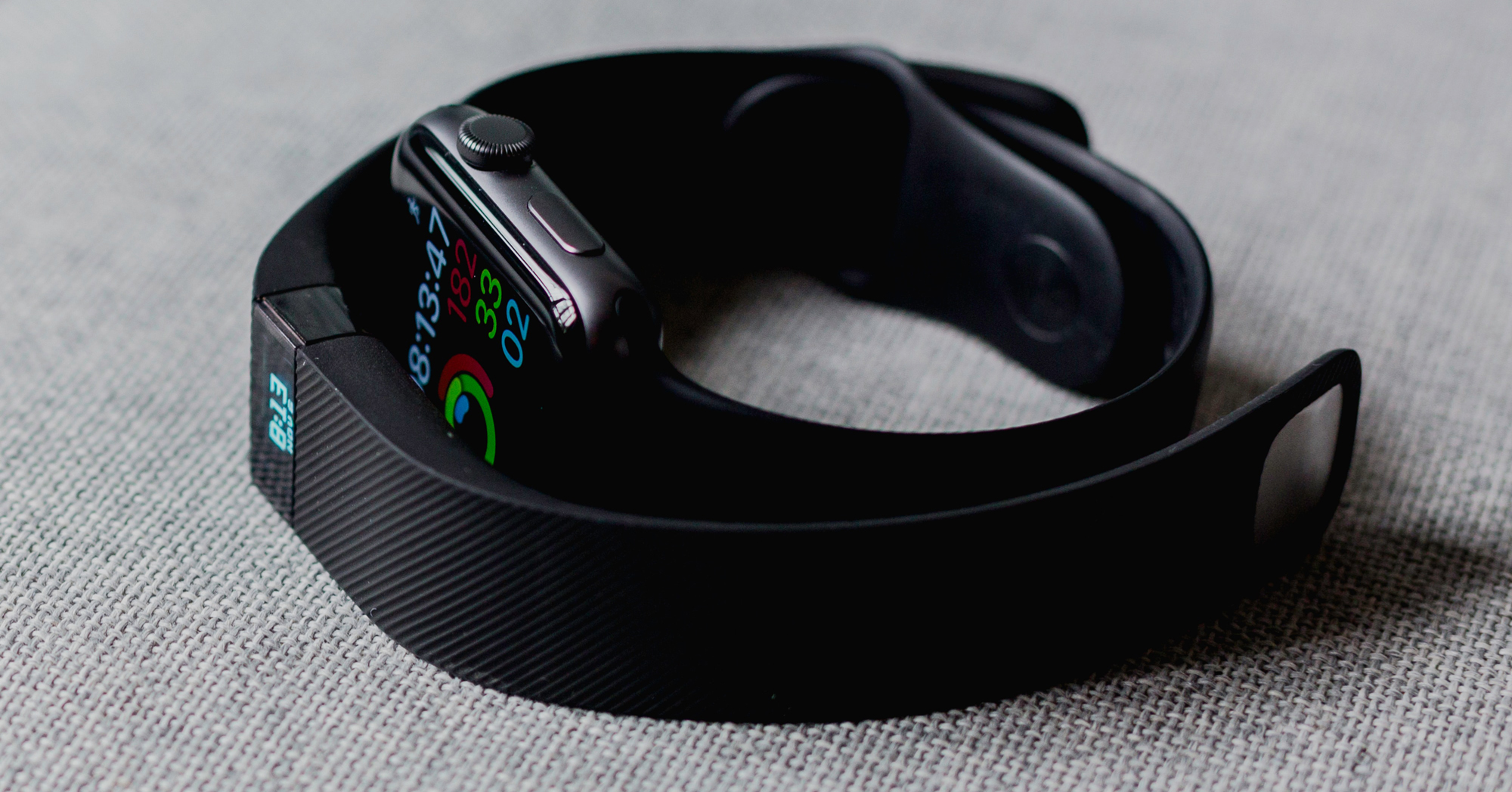 fitness trackers on a table
